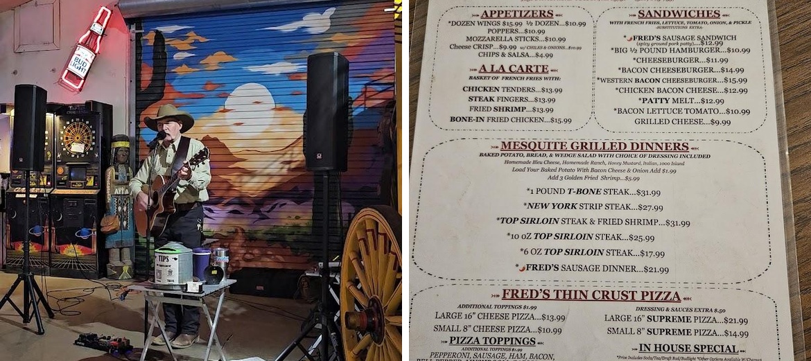Fred's Arena Bar & Steakhouse Menu